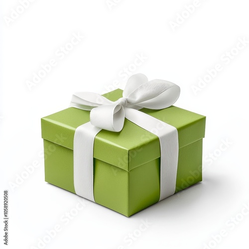 Wallpaper Mural Glossy Green Gift Box with Bright White Ribbon Torontodigital.ca