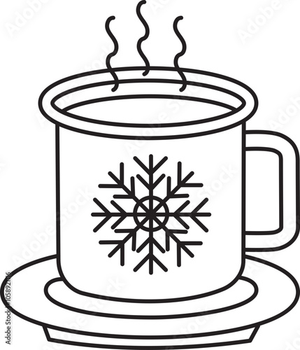 Hot Chocolate Merry Christmas Outline Illustration