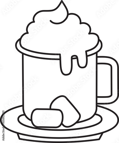 Hot Chocolate Merry Christmas Outline Illustration