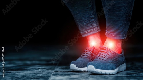 Hands pressing on top of feet, skin slightly red, foot pain, circulation issue