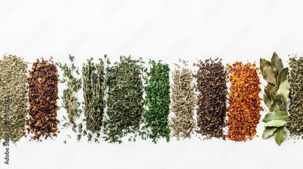 Colorful Array of Dried Culinary Herbs and Spices Colorful Array of Dried Culinary Herbs and Spices