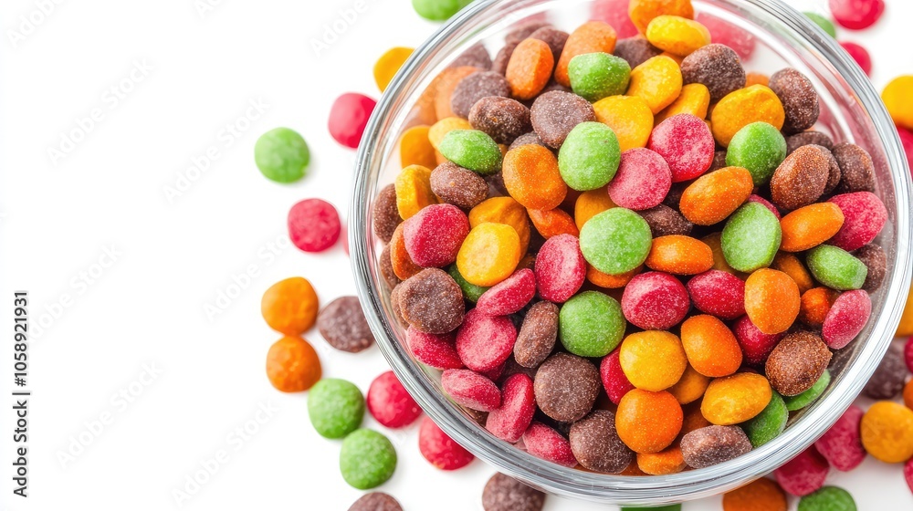 Colorful Candy in Bowl on White Background Colorful Candy in Bowl on White Background
