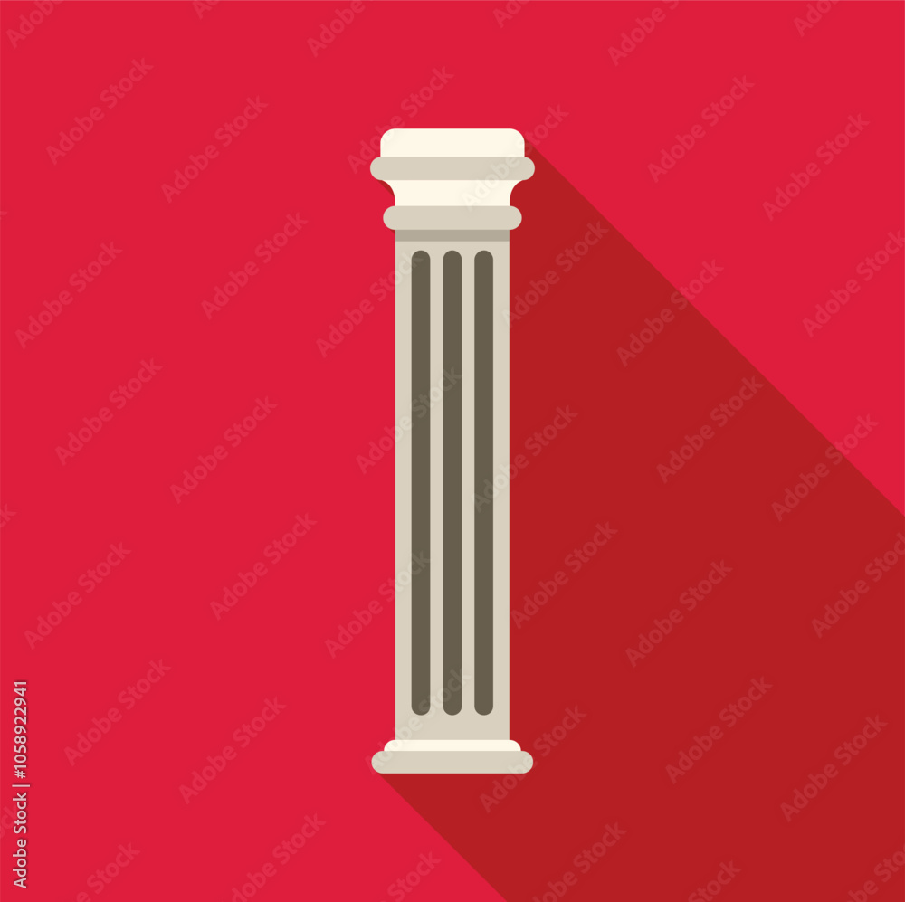 Fototapeta premium Architectural detail of a classical style column featuring fluting and a simple capital, set against a vibrant red backdrop