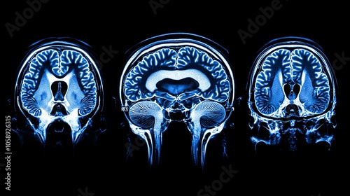 Emergency room doctors urgently reviewing brain scan to pinpoint a stroke location with copy space for text photo