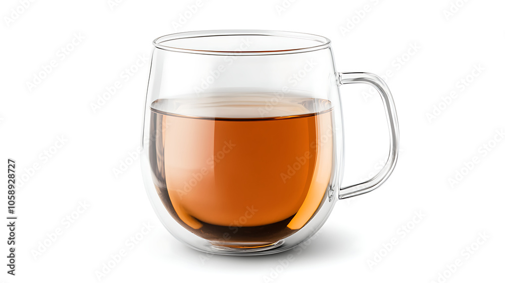 Glass cup of tea isolated on a white background
