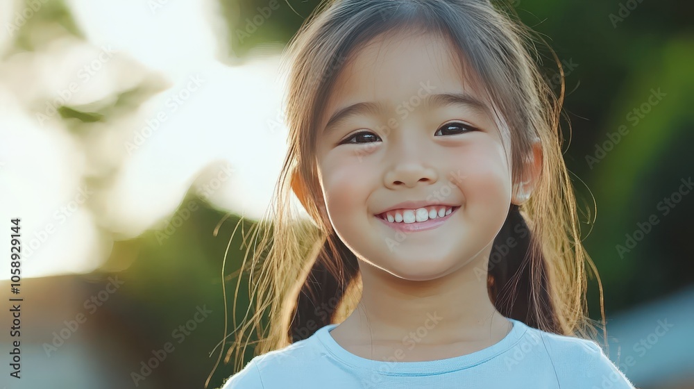 Happy Little Girl Smiling Outdoors Portrait Happy Little Girl Smiling Outdoors Portrait