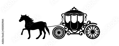 cinderella carriage silhouette and line art