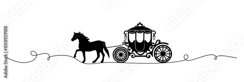 cinderella carriage silhouette and line art