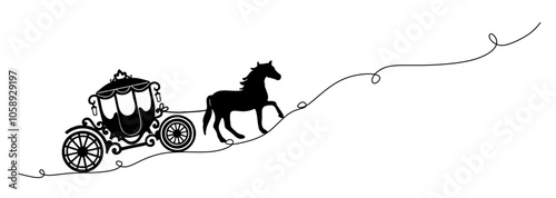 cinderella carriage silhouette and line art