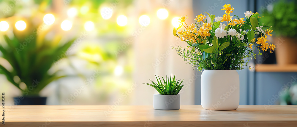 A serene indoor setting with vibrant floral arrangements and lush greenery enhancing the ambiance of a cozy home environment A serene indoor setting with vibrant floral arrangements and lush greenery enhancing the ambiance of a cozy home environment