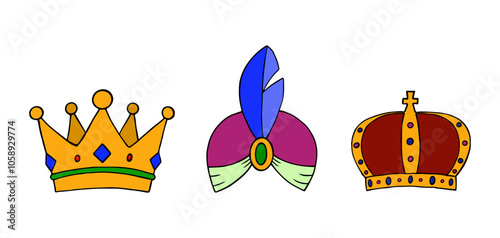 Three Wise Men Crowns Biblical Illustration - SVG