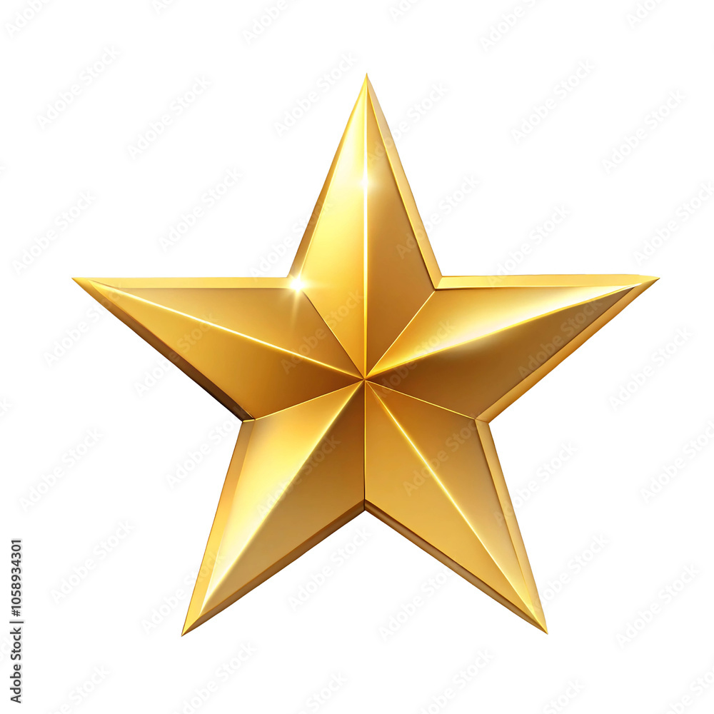 Obraz premium Shiny 3D Golden Star with Reflective Surface