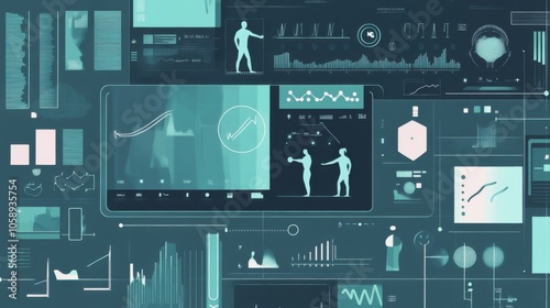 The concept of AI in Physical Therapy Progress Tracking in light blue and dark green colors