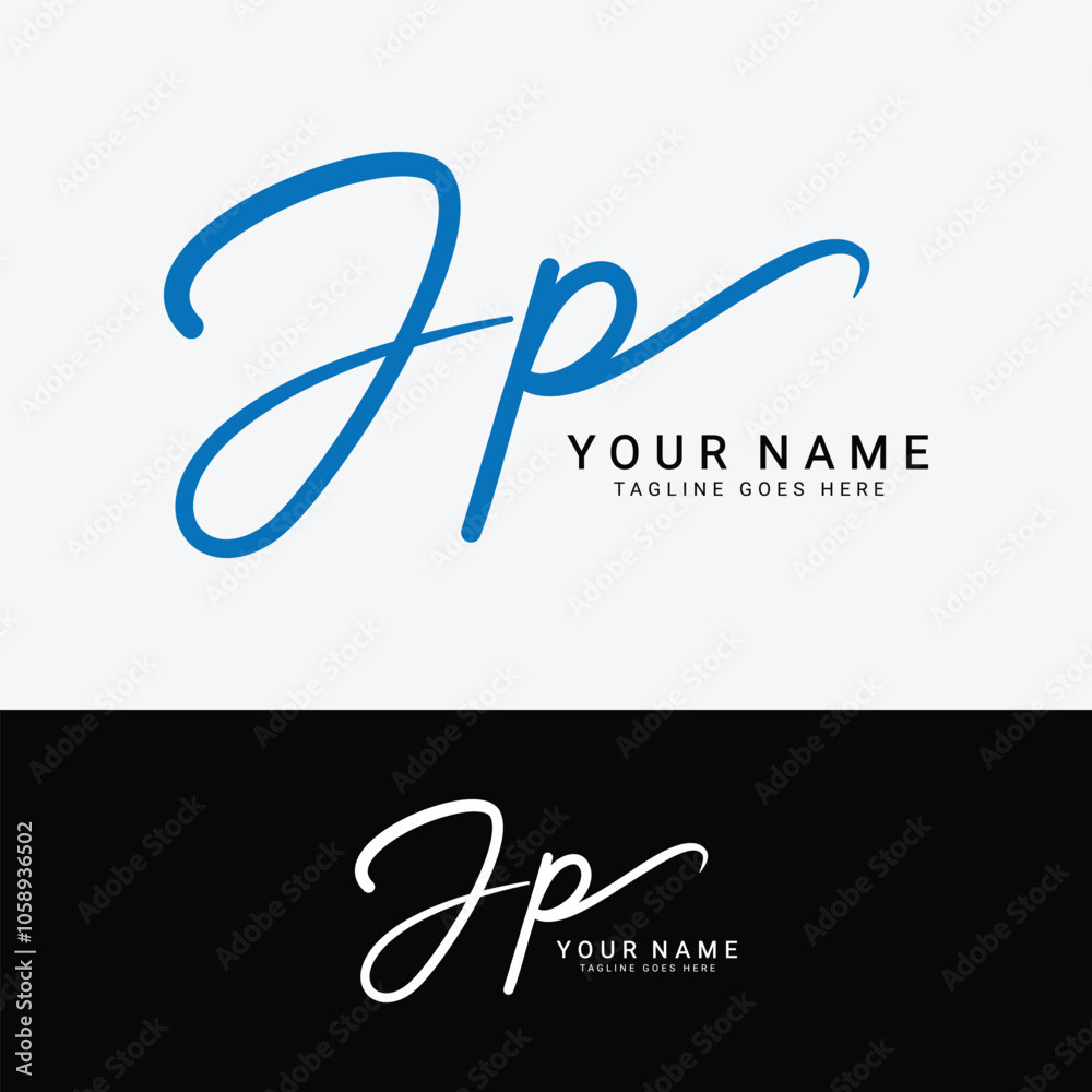 J, P, JP Initial letter logo. Alphabet JP Handwritten Signature logo J, P, JP Initial letter logo. Alphabet JP Handwritten Signature logo