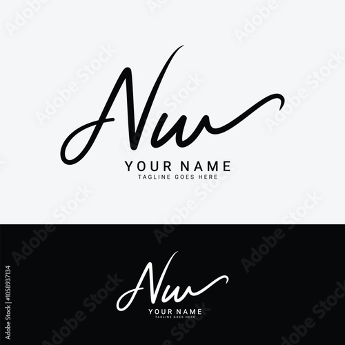 N, W, NW Initial letter logo. Alphabet NW Handwritten Signature logo