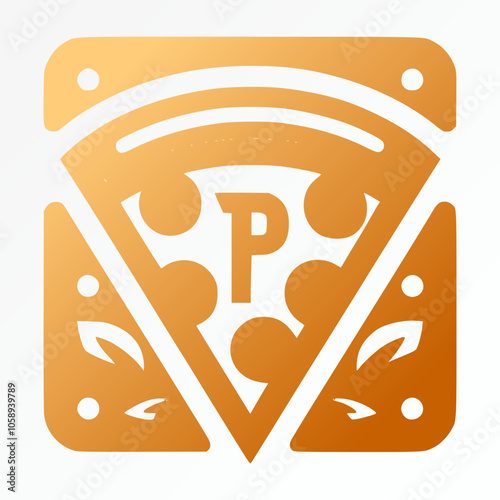 Classic logo for a pizza place, with a slice of pizza forming the letter P