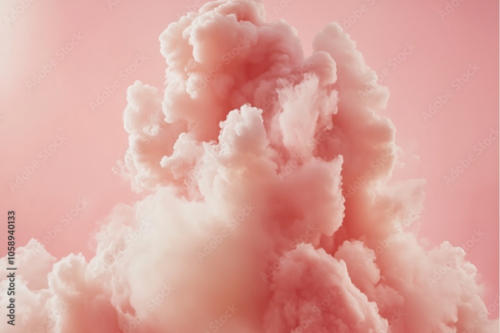 Pink cloud of fluffy smoke, soft vapor effect in pastel pink Pink cloud of fluffy smoke, soft vapor effect in pastel pink