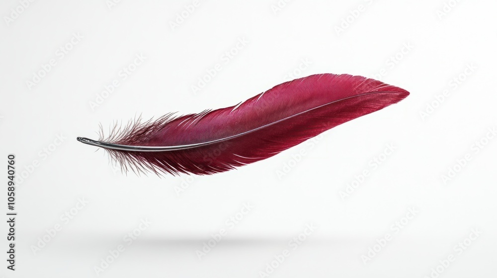 Burgundy feather quill with silver metallic nib, perfect for refined writing themes, isolated on transparent background Burgundy feather quill with silver metallic nib, perfect for refined writing themes, isolated on transparent background