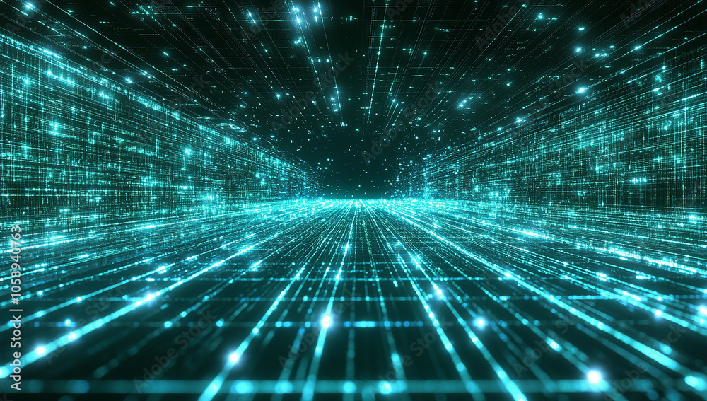A dark background with a grid of glowing lines in blue, green, and red colors A dark background with a grid of glowing lines in blue, green, and red colors