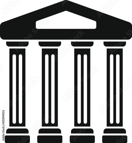 Simple parliament building icon representing government, democracy and legislation