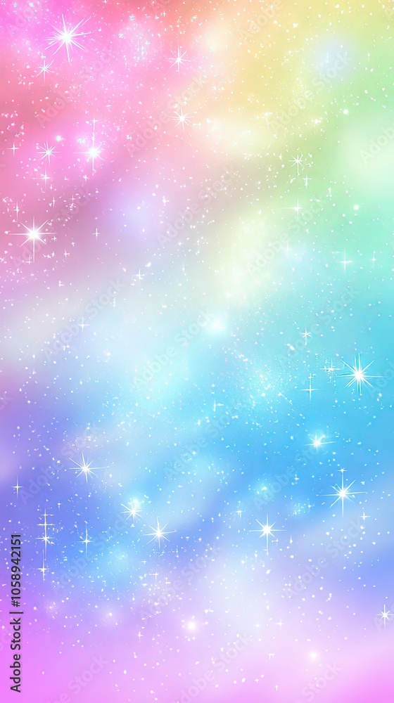 Rainbow unicorn fantasy background with stars and sparkles. Holographic illustration in pastel colors. Bright multicolored sky Rainbow unicorn fantasy background with stars and sparkles. Holographic illustration in pastel colors. Bright multicolored sky