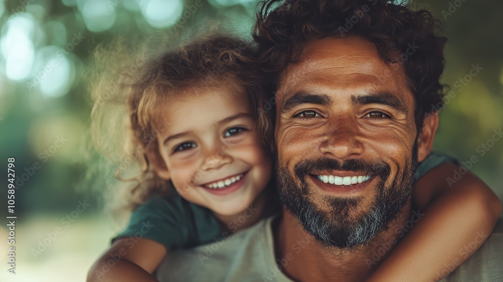A joyful outdoor scene, highlighting a father and his daughter sharing a cheerful smile. The image embodies happiness and carefree family moments in nature. A joyful outdoor scene, highlighting a father and his daughter sharing a cheerful smile. The image embodies happiness and carefree family moments in nature.