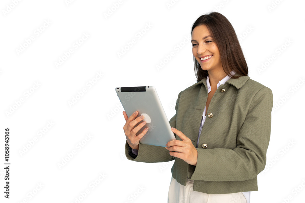 Focused businesswoman using a digital tablet Focused businesswoman using a digital tablet