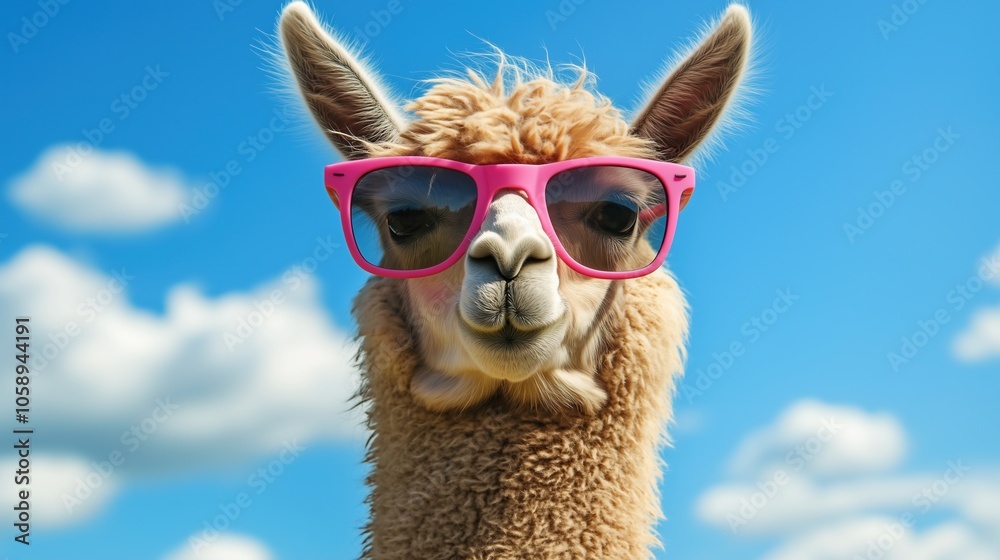 Obraz premium Llama in sunglass shade glasses