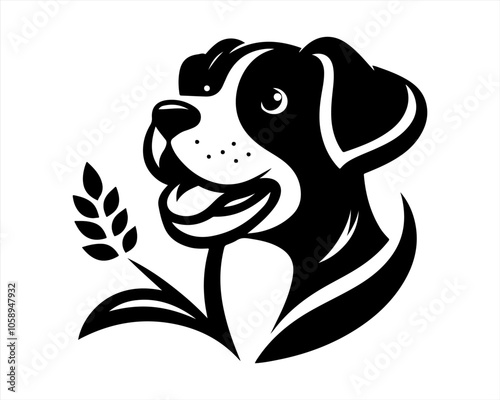 Dog head logo design template. Vector illustration. Simple silhouette. Flat style. Cartoon dog logo. Animal logotype concept. 