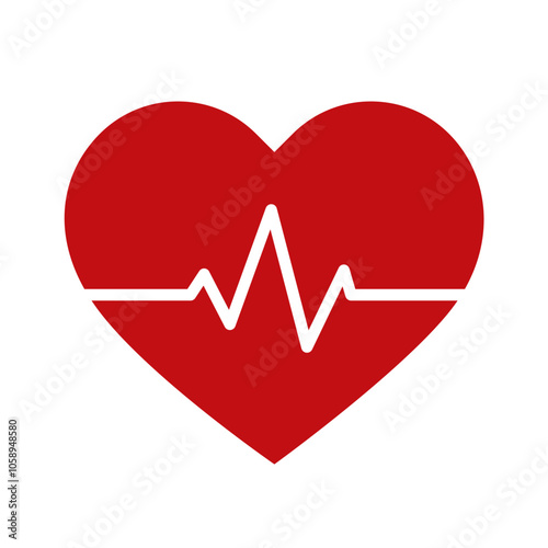 Heartbeat icon flat heart pulse symbol, ideal for medical apps and websites. Vector illustration.