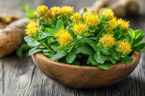 Obraz na płótnie Rhodiola rosea: a durable multi-year plant commonly referred to as golden root or pink root w salonie