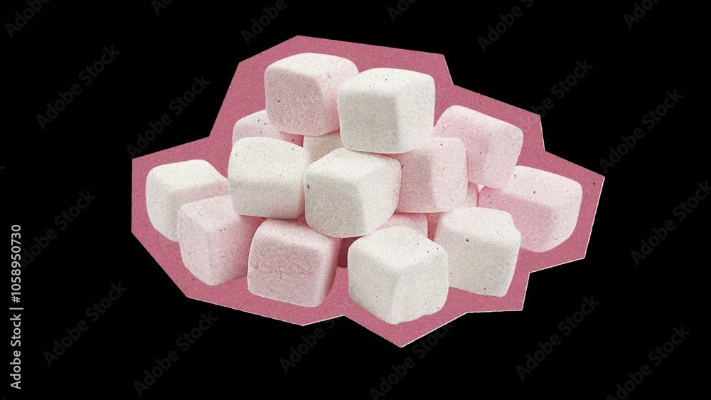 Marshmallow Animation as a Collage Element in Crumpled Paper Montage Style Marshmallow Animation as a Collage Element in Crumpled Paper Montage Style