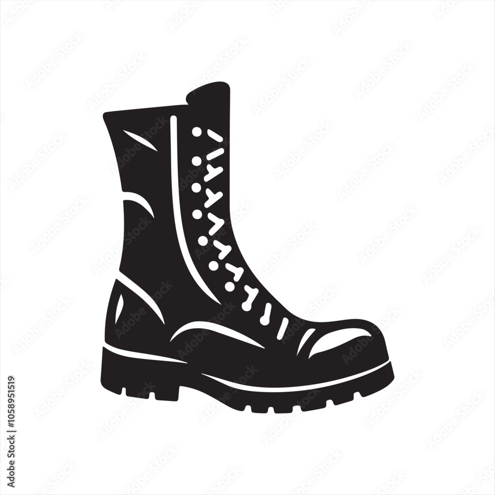 black army or military boot vector icon black army or military boot vector icon