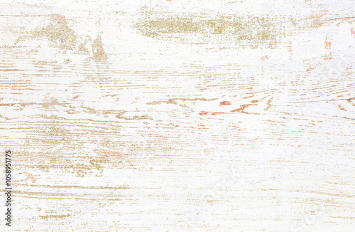  White wood texture for background. Grunge background. Peeling paint on an old wooden floor.