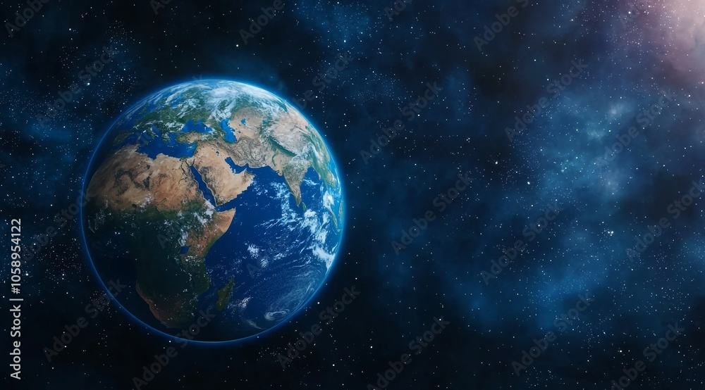 Blue Planet Earth in Space Isolated Against Black Background Blue Planet Earth in Space Isolated Against Black Background