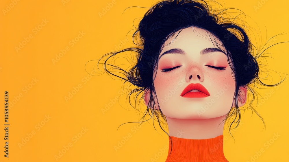 Digital Art Portrait of a Woman with Eyes Closed Digital Art Portrait of a Woman with Eyes Closed