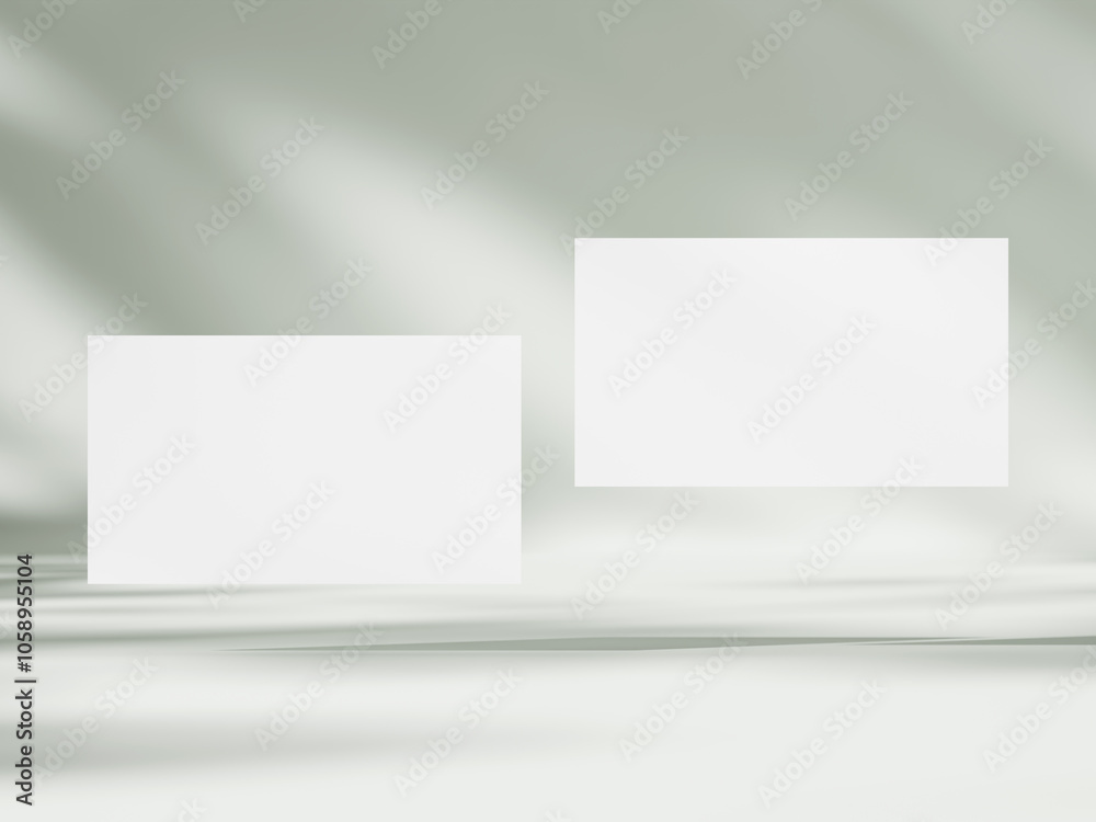 Business card mockup on aesthetic warm white background Business card mockup on aesthetic warm white background