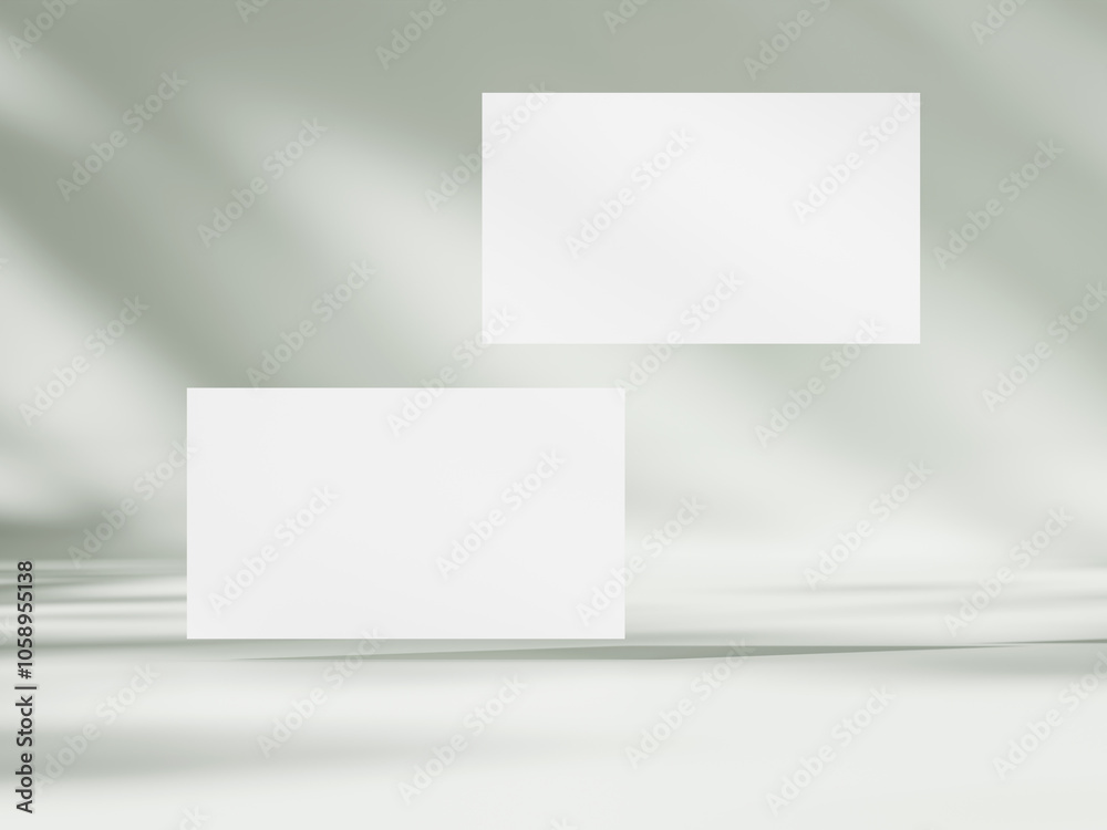 Business card mockup on aesthetic warm white background