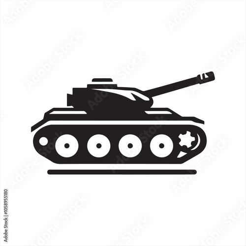 Simple Military tank silhouette vector icon