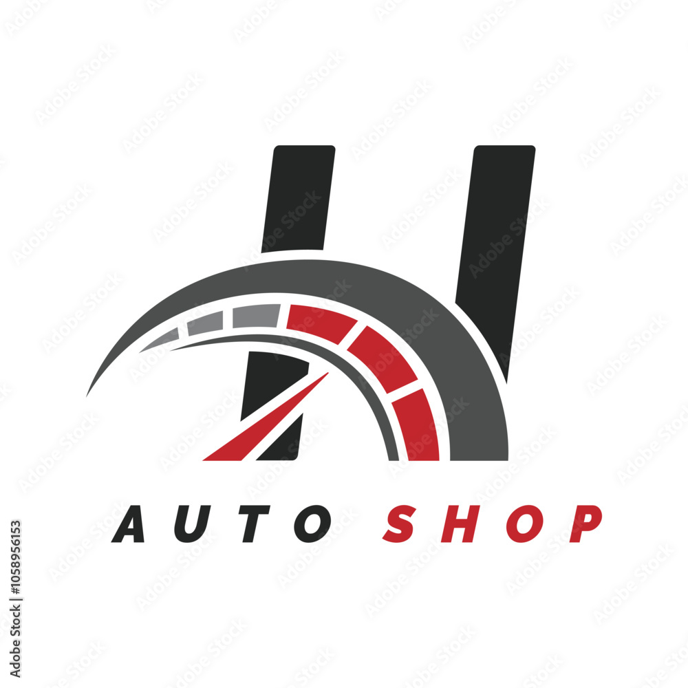 letter H logo auto mechanic with speedometer style. Alphabet H automotive speedometer design icon letter H logo auto mechanic with speedometer style. Alphabet H automotive speedometer design icon