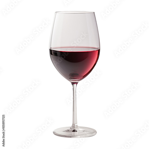 red wine in glass isolated on transparent background cutout