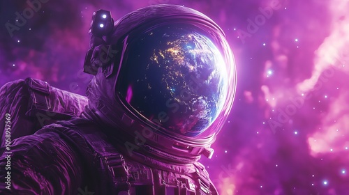 Astronaut in a Purple Nebula