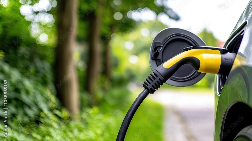 Electric Vehicle Charging Station in Nature Electric Vehicle Charging Station in Nature
