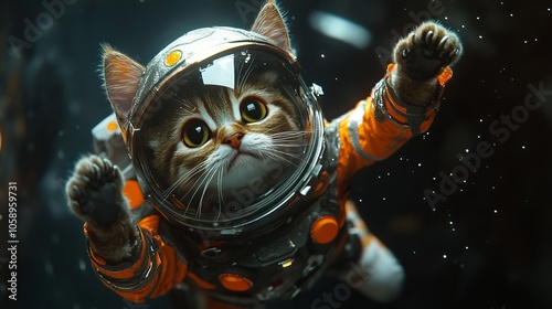 Adorable Cat in Space Suit photo