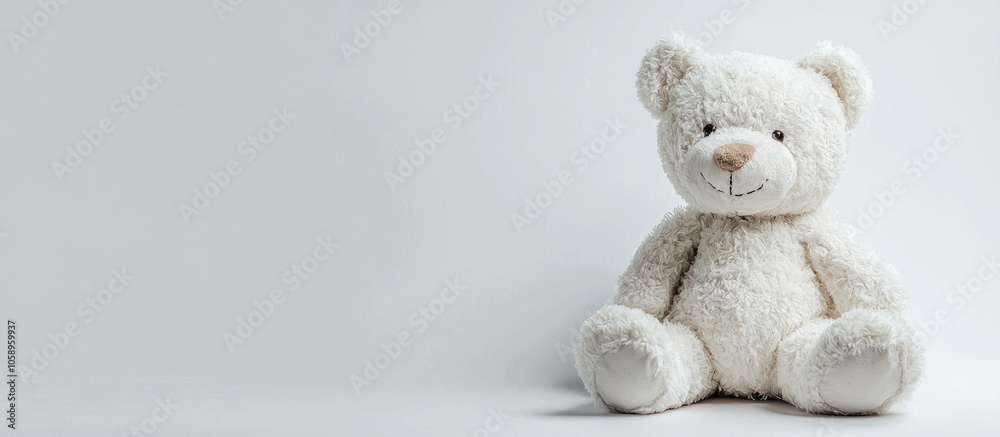 Obraz premium White Teddy Bear And White Background
