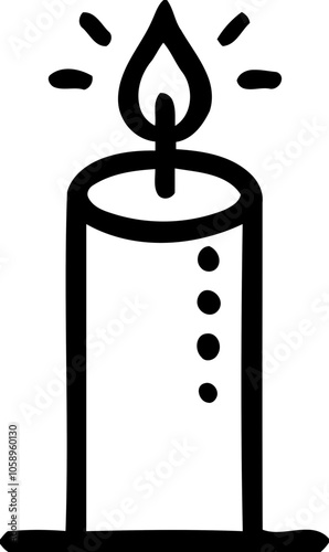 Silhouette of candle with flame, relaxation and spirituality icon, light and ambiance illustration

