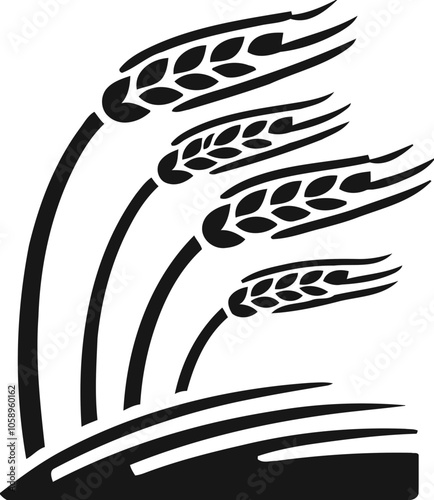 Silhouette of wheat stalks, agriculture and farming icon, grain and harvest illustration
