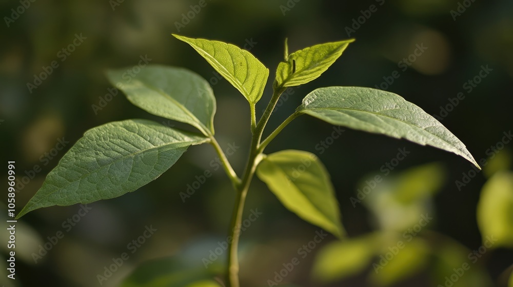 Close up of the stem and leaves of an invasive plant species showcasing its distinct features and growth characteristics Close up of the stem and leaves of an invasive plant species showcasing its distinct features and growth characteristics