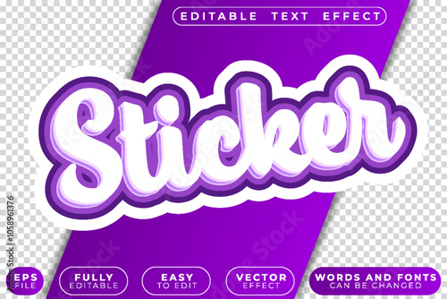 Purple Sticker Cartoon Fully Editable Vector Text File