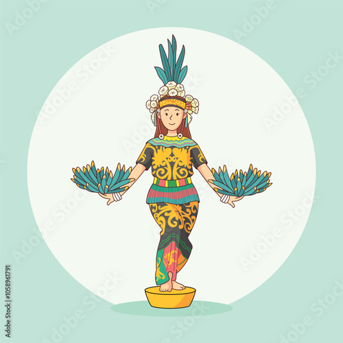 hand drawn traditional gong dance